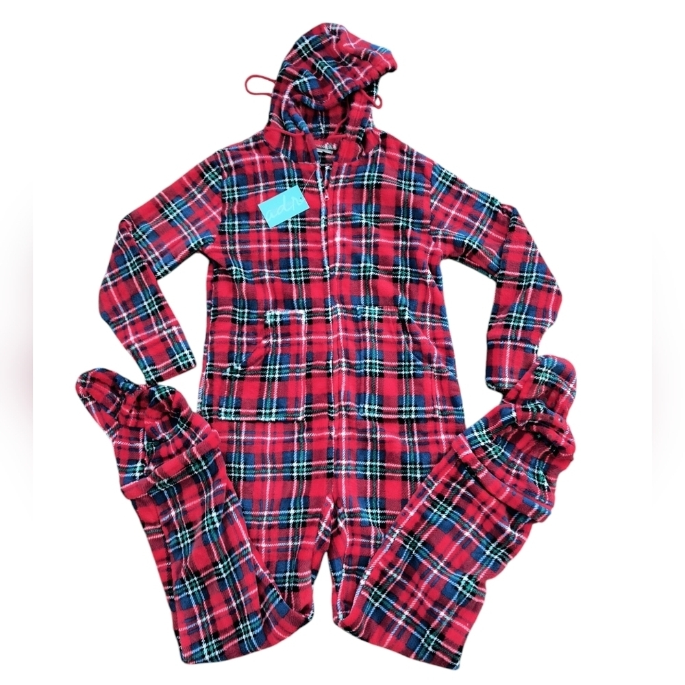 NWT Unisex Alexander Del Rossa Fleece Footie Pajamas Size M